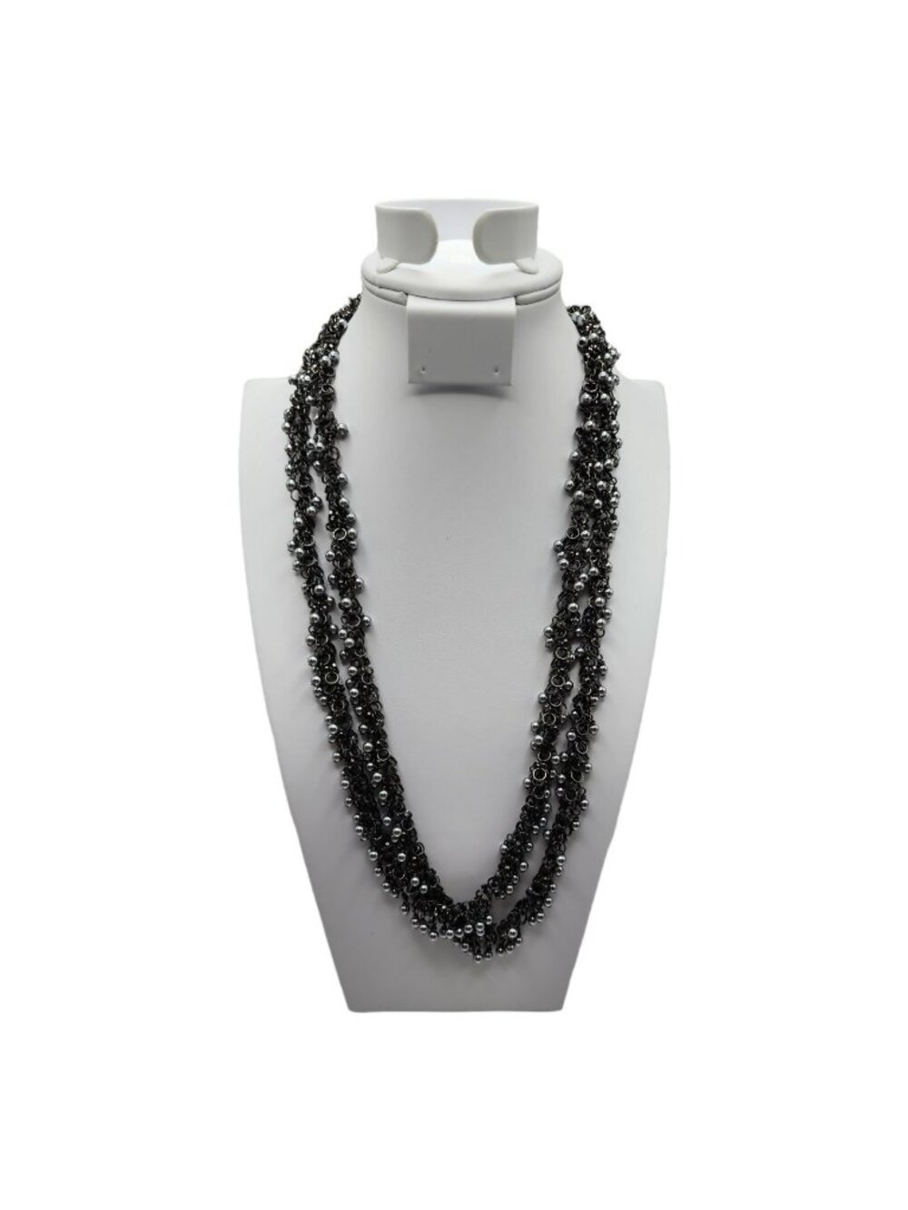 Dom By Dominique Cohen Gun Metal Beaded Statement Necklace Goth Glam